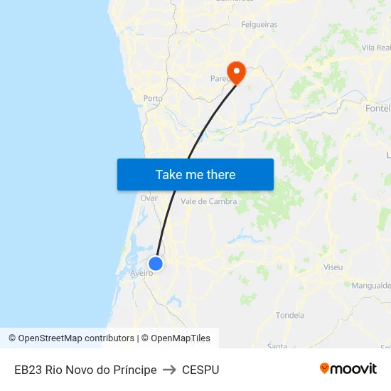 EB23 Rio Novo do Príncipe to CESPU map