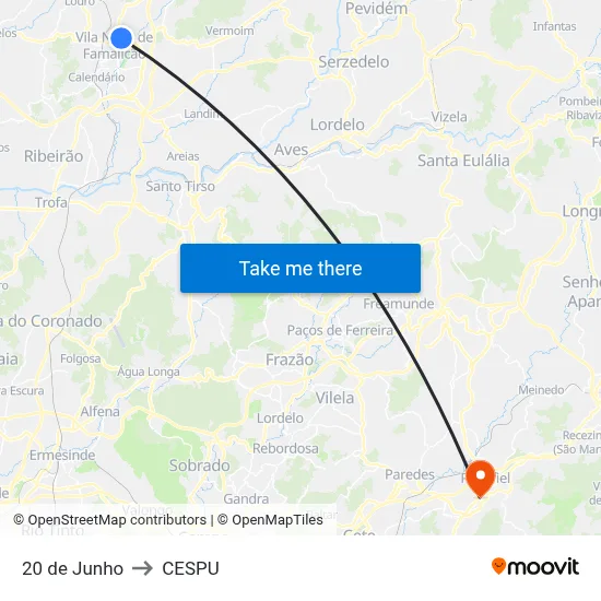 20 de Junho to CESPU map