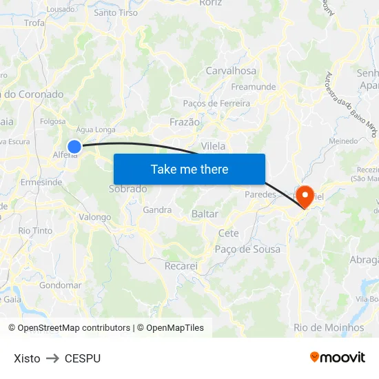 Xisto to CESPU map