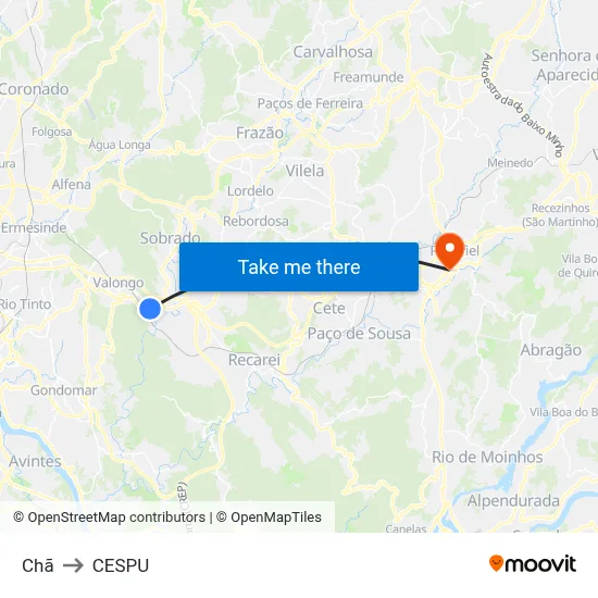 Chã to CESPU map