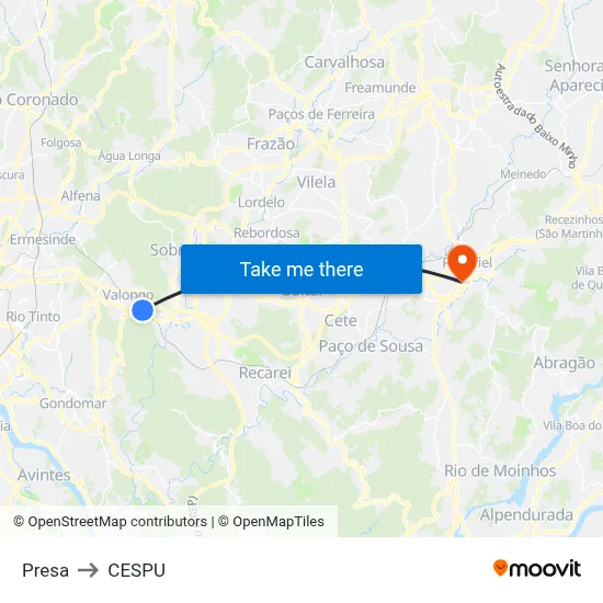 Presa to CESPU map