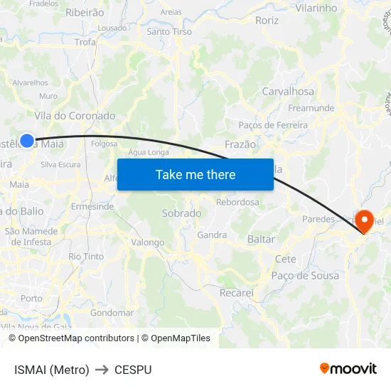 ISMAI (Metro) to CESPU map