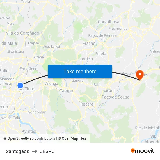 Santegãos to CESPU map