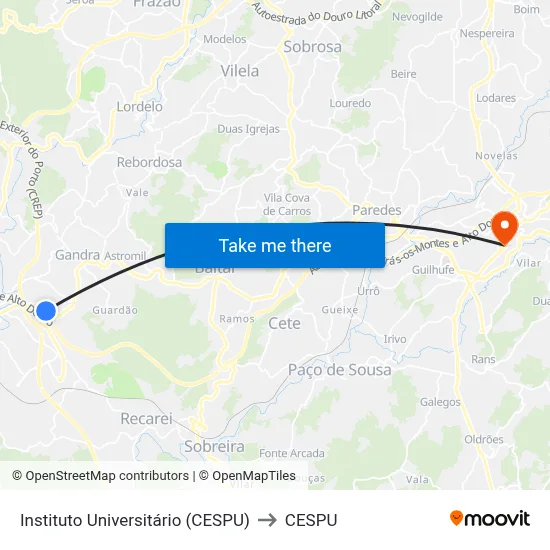 Instituto Universitário (CESPU) to CESPU map