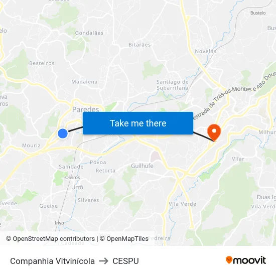 Companhia Vitvinícola to CESPU map
