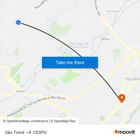 São Tomé to CESPU map