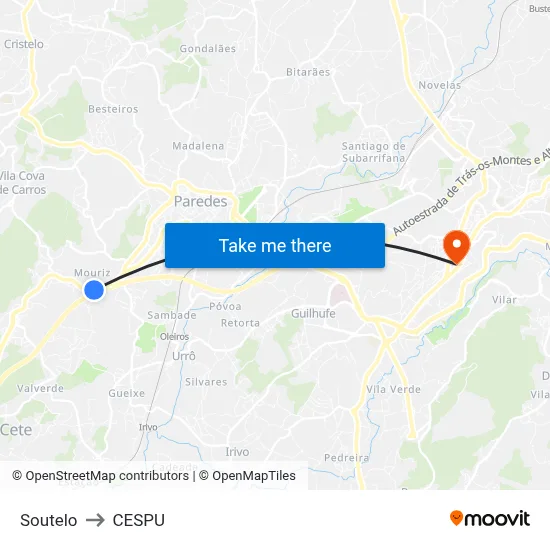 Soutelo to CESPU map