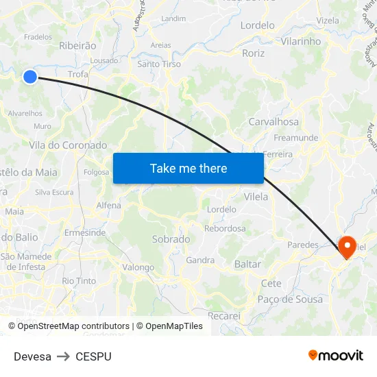 Devesa to CESPU map