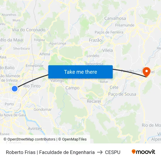 Roberto Frias | Faculdade de Engenharia to CESPU map