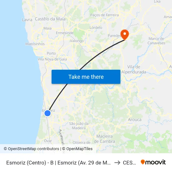 Esmoriz (Centro) - B | Esmoriz (Av. 29 de Março) to CESPU map