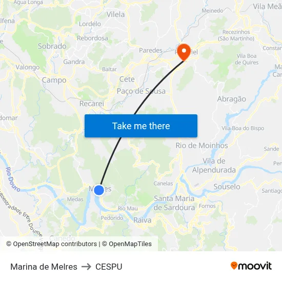 Marina de Melres to CESPU map