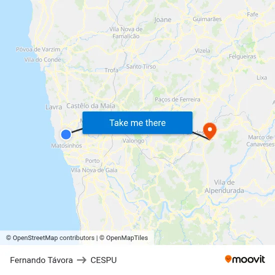 Fernando Távora to CESPU map