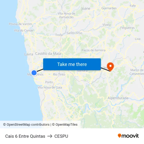 Cais 6 Entre Quintas to CESPU map