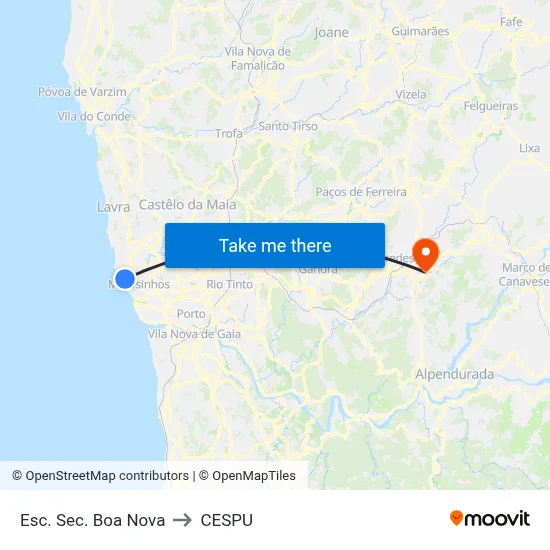 Esc. Sec. Boa Nova to CESPU map