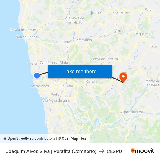Joaquim Alves Silva | Perafita (Cemitério) to CESPU map