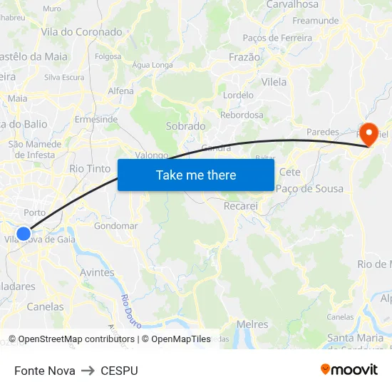 Fonte Nova to CESPU map