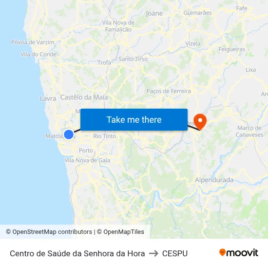 Centro de Saúde da Senhora da Hora to CESPU map