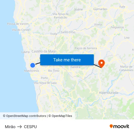 Mirão to CESPU map