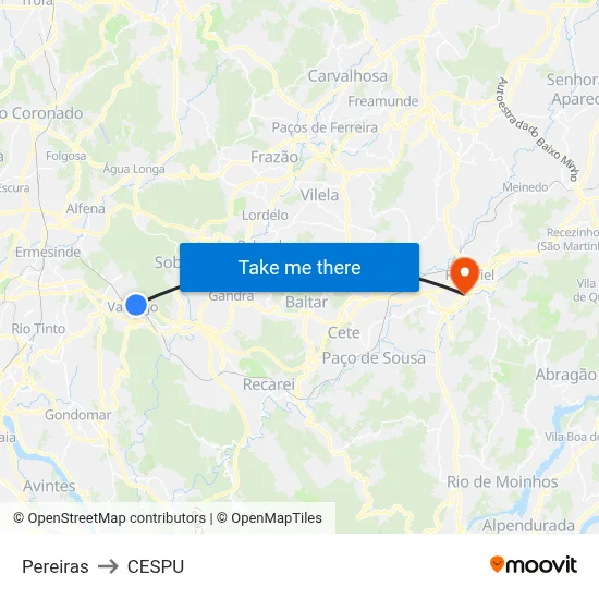 Pereiras to CESPU map