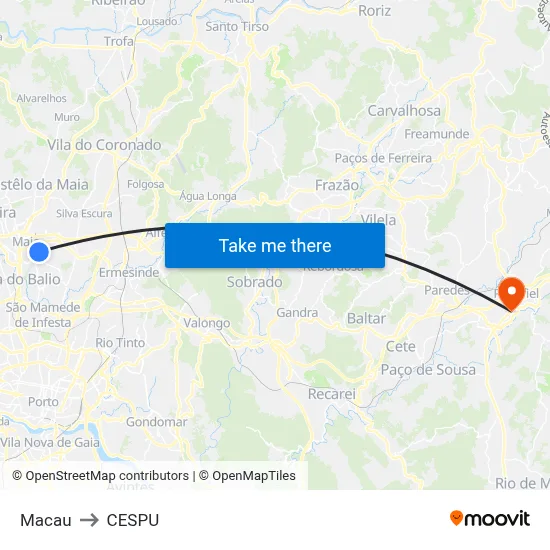 Macau to CESPU map