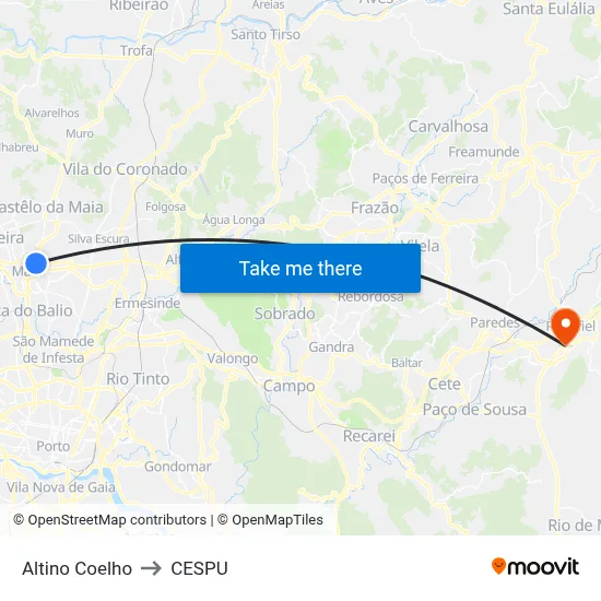 Altino Coelho to CESPU map