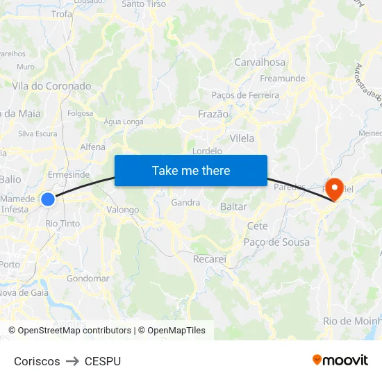 Coriscos to CESPU map