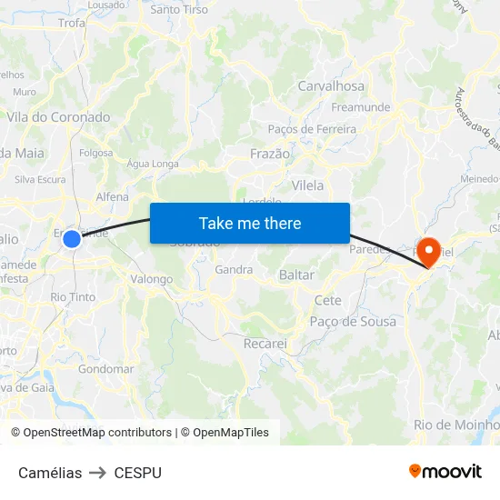 Camélias to CESPU map