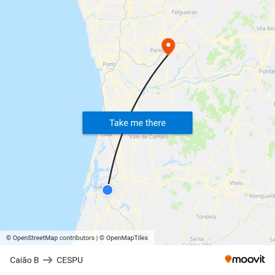 Caião B to CESPU map