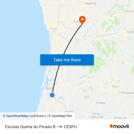 Escolas Quinta do Picado B to CESPU map