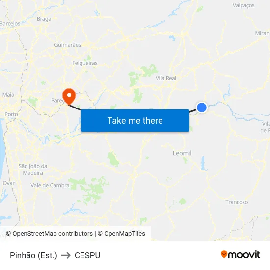Pinhão (Est.) to CESPU map
