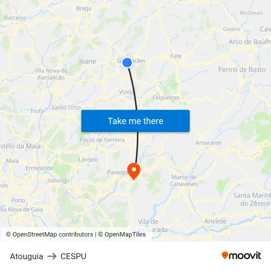 Atouguia to CESPU map