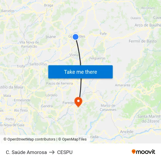 C. Saúde Amorosa to CESPU map