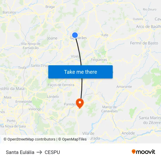 Santa Eulália to CESPU map