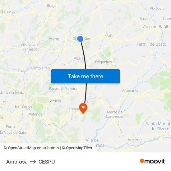 Amorosa to CESPU map