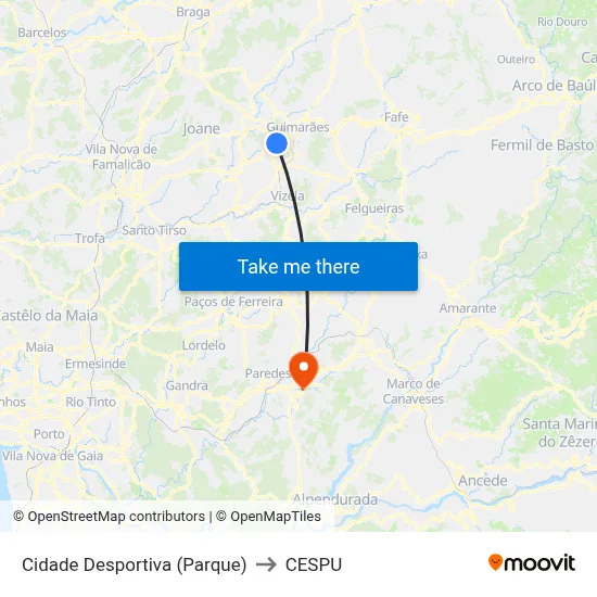 Cidade Desportiva (Parque) to CESPU map