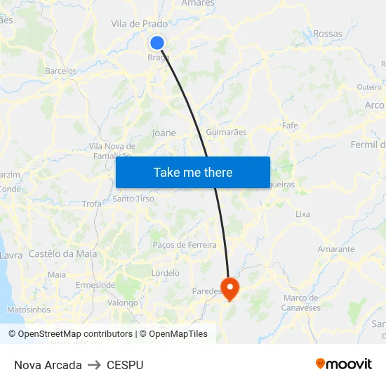 Nova Arcada to CESPU map