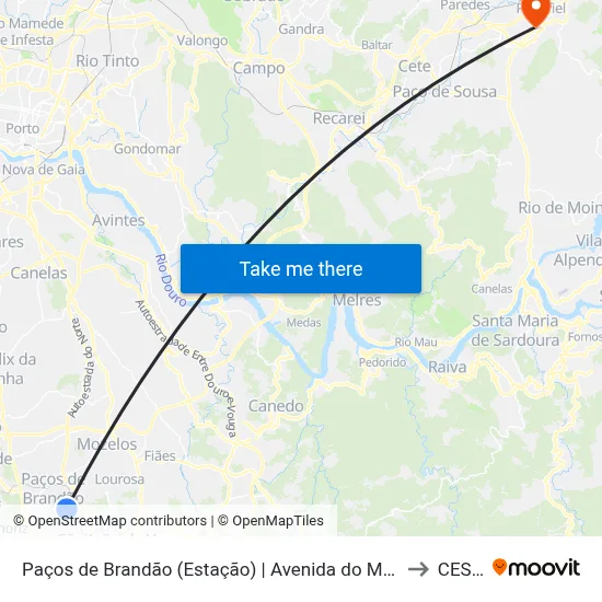 Paços de Brandão (Estação) | Avenida do Monte de Cima to CESPU map