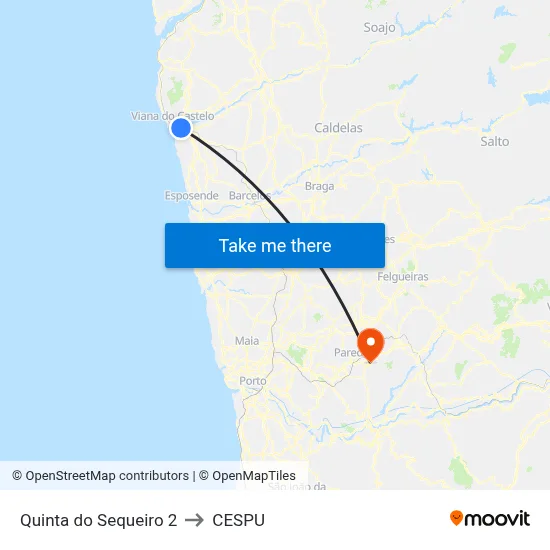 Quinta do Sequeiro 2 to CESPU map