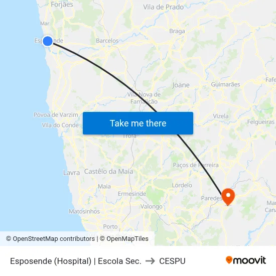 Esposende (Hospital) | Escola Sec. to CESPU map