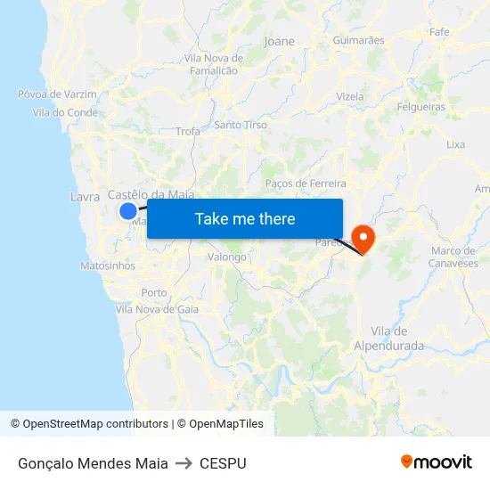 Gonçalo Mendes Maia to CESPU map
