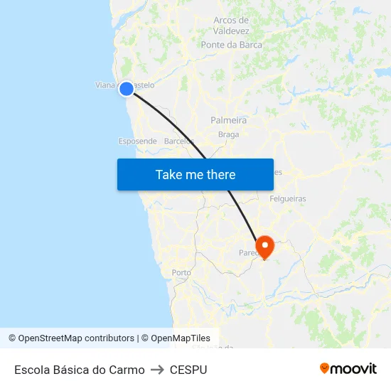 Escola Básica do Carmo to CESPU map
