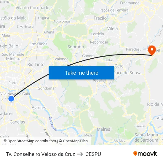 Tv. Conselheiro Veloso da Cruz to CESPU map
