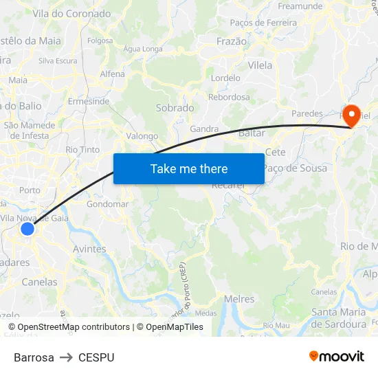 Barrosa to CESPU map