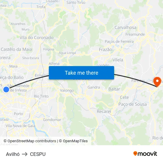 Avilhó to CESPU map