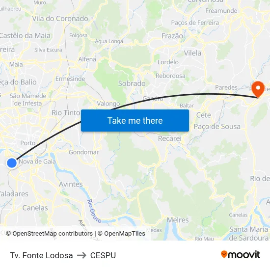 Tv. Fonte Lodosa to CESPU map