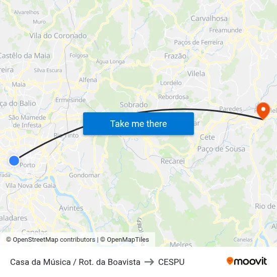 Casa da Música / Rot. da Boavista to CESPU map
