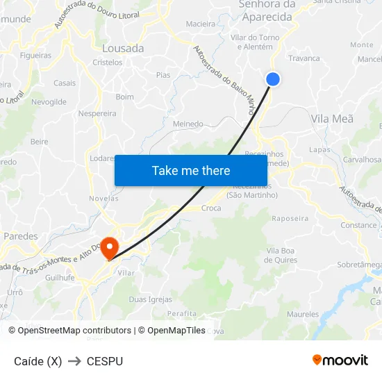 Caíde (X) to CESPU map