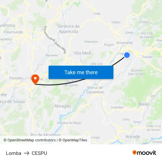Lomba to CESPU map