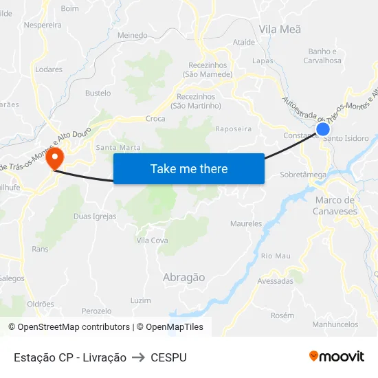 Estação CP - Livração to CESPU map