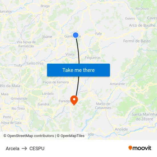 Arcela to CESPU map